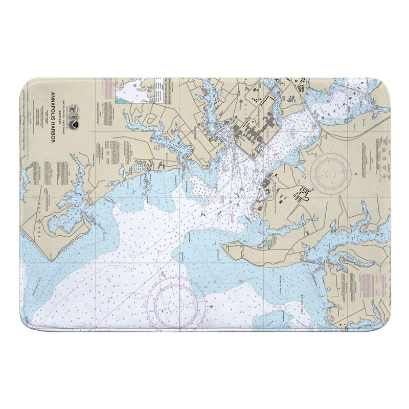 Breakwater Bay Nautical Chart Annapolis MD Rectangle Memory Foam Non